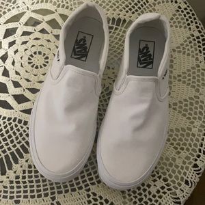 White Vans slipons